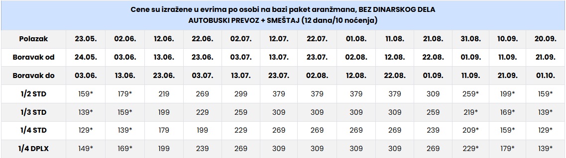 vila poly nei pori cenovnik Cenovnik