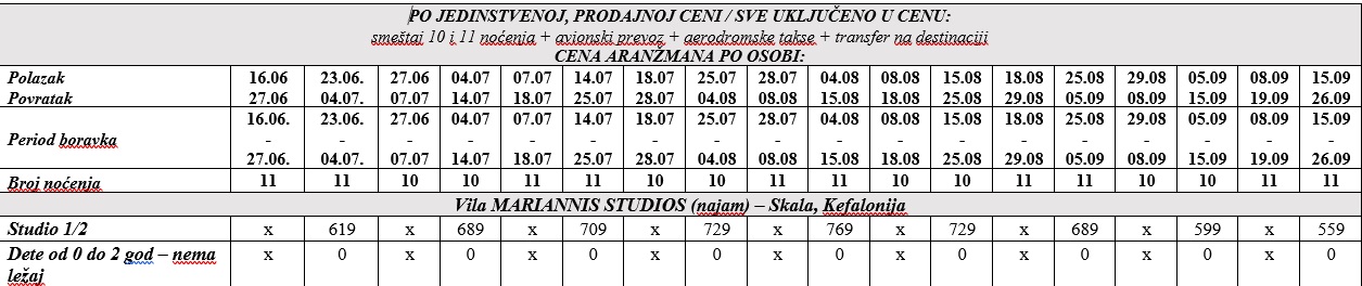 vila mariannis std skala avio kefalonija Cenovnik