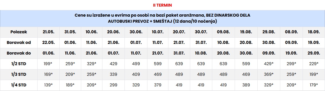vila elegant polihrono termin II cenovnik Cenovnik