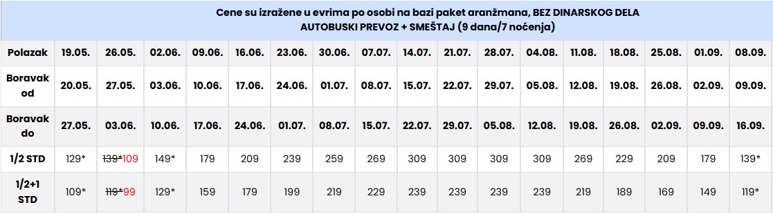 vila tereza nei pori cenovnik Cenovnik